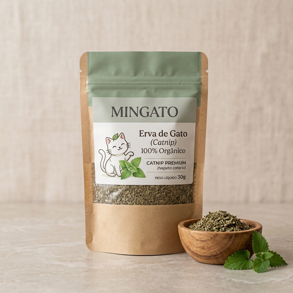 Erva de Gato (Catnip) 100% Orgânico — Graminha de Gato 100% Hidropônica em Vasinho 3D Mingato